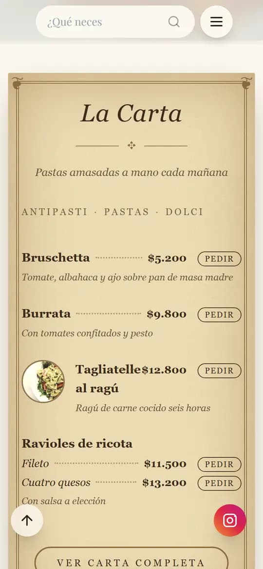 Captura de La Trattoria hecha con firstview