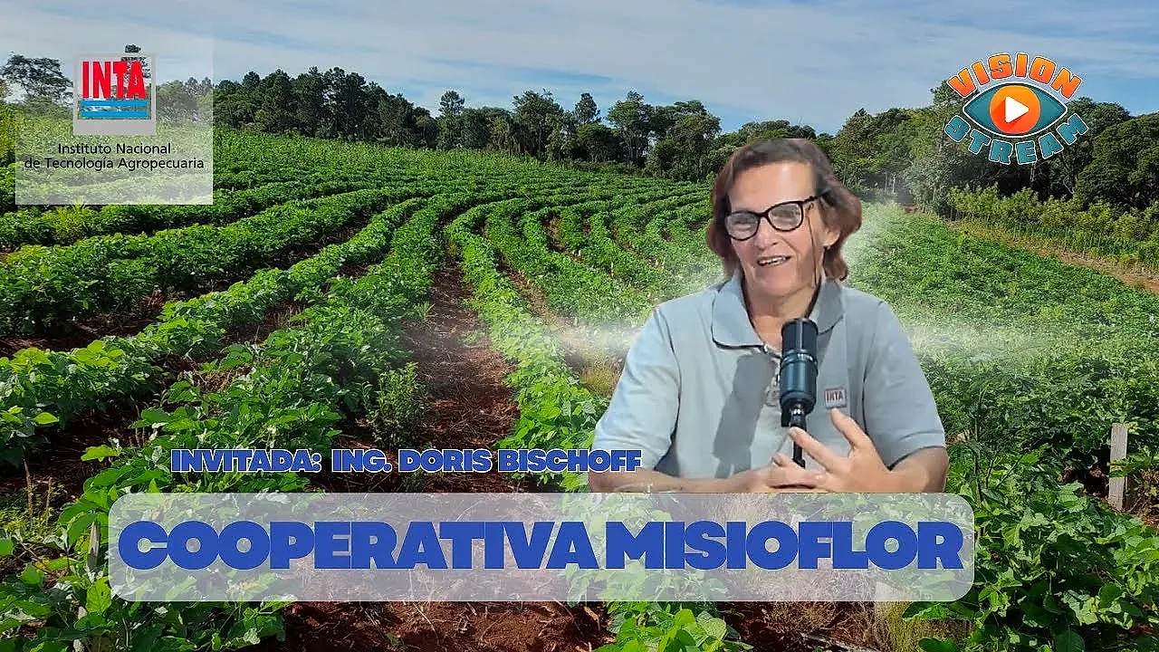Cooperativa Misioflor, con la Ing. Doris Bischoff entre cultivos